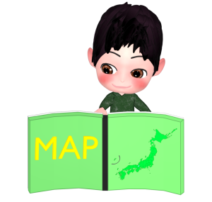 地図帳を見る男性のイラスト