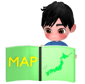 地図帳を見る男性のイラスト