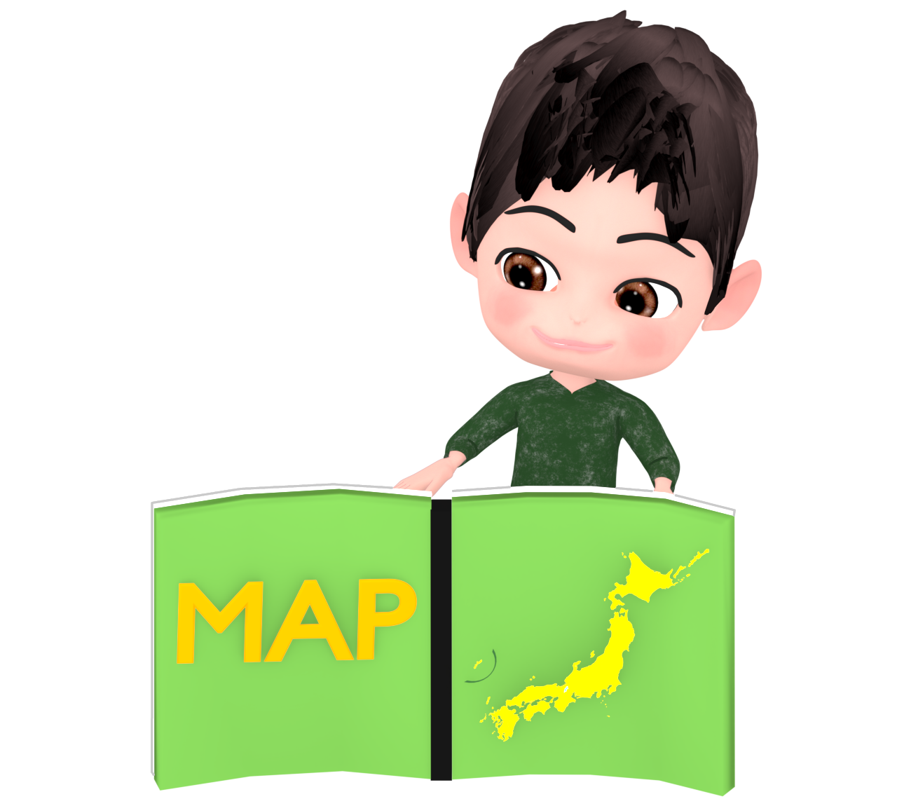 地図帳を見る男性のイラスト