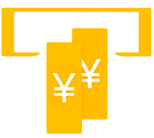ATMでお金を出すマーク（日本円）