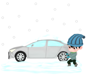 車のチェーンをつけるイラスト