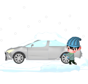 車のチェーンをつけるイラスト