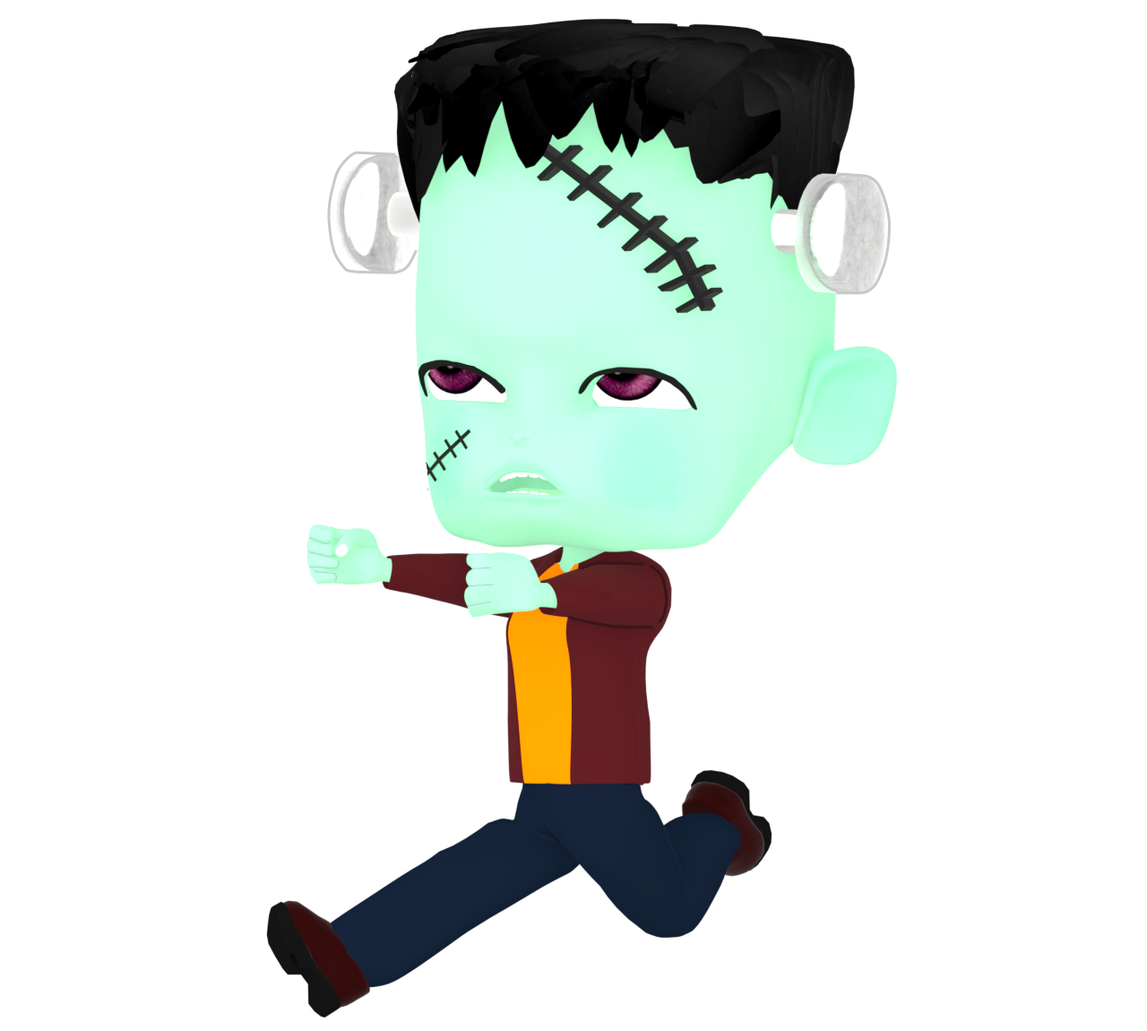 襲うフランケンのイラスト