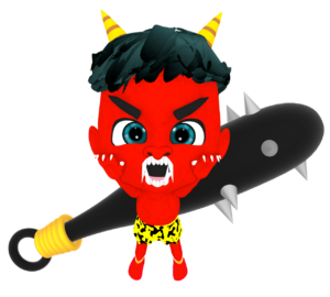 襲う赤鬼のイラスト