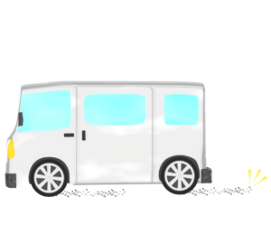 自動車のタイヤから流出をするマイクロプラスチックのイラスト
