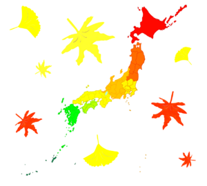 紅葉前線の日本のイラスト