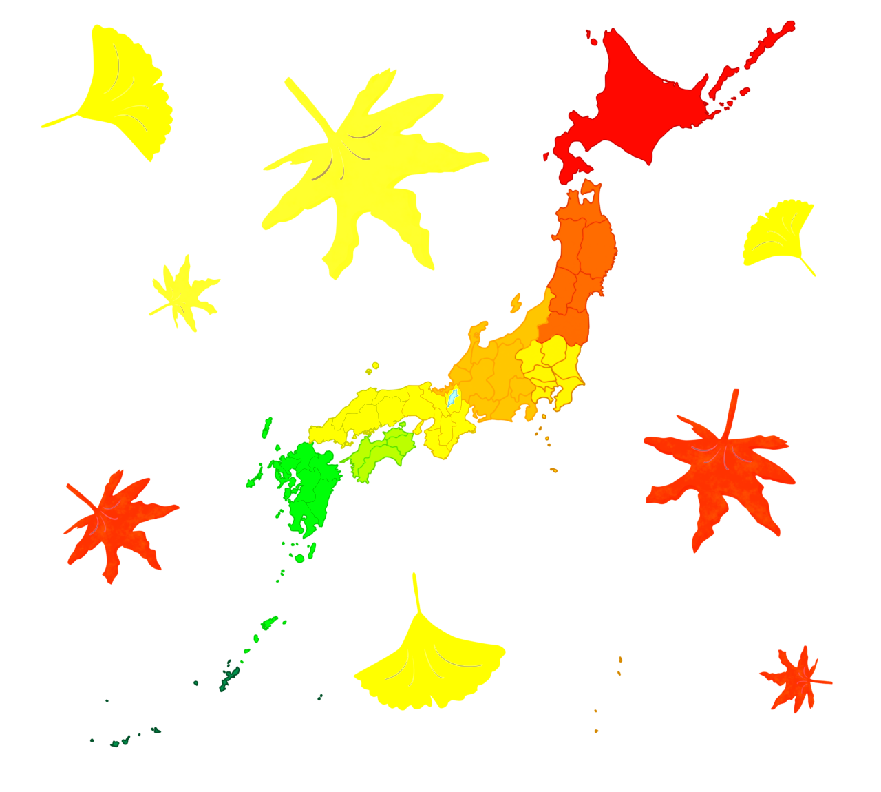 紅葉前線の日本のイラスト