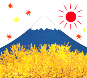紅葉の富士山のイラスト