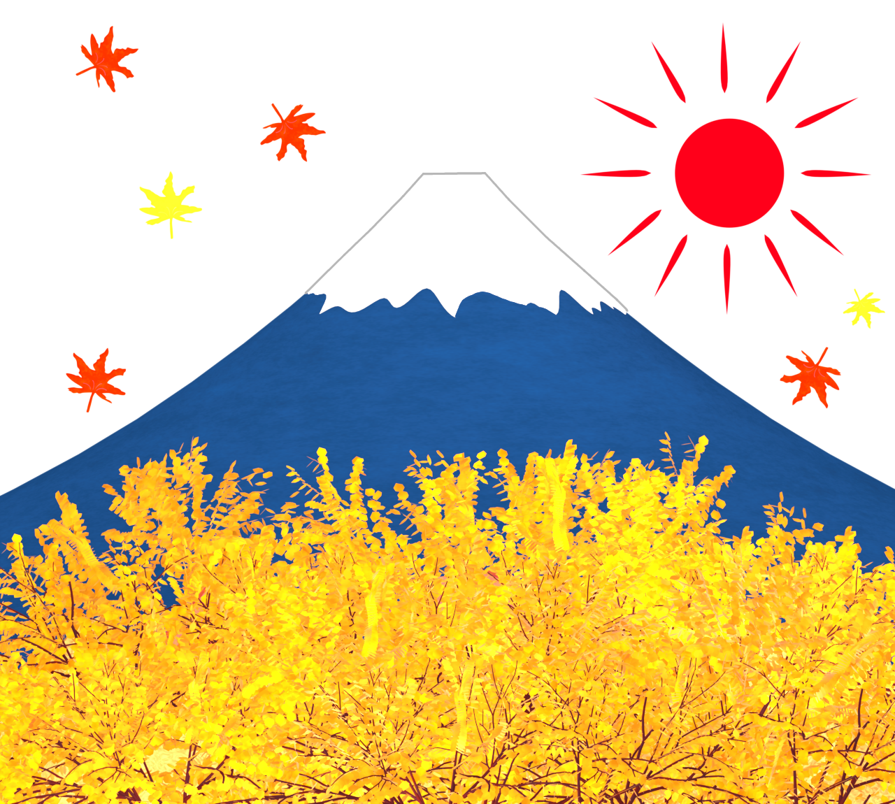 紅葉の富士山のイラスト