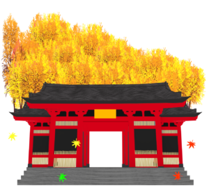 紅葉とお寺のイラスト