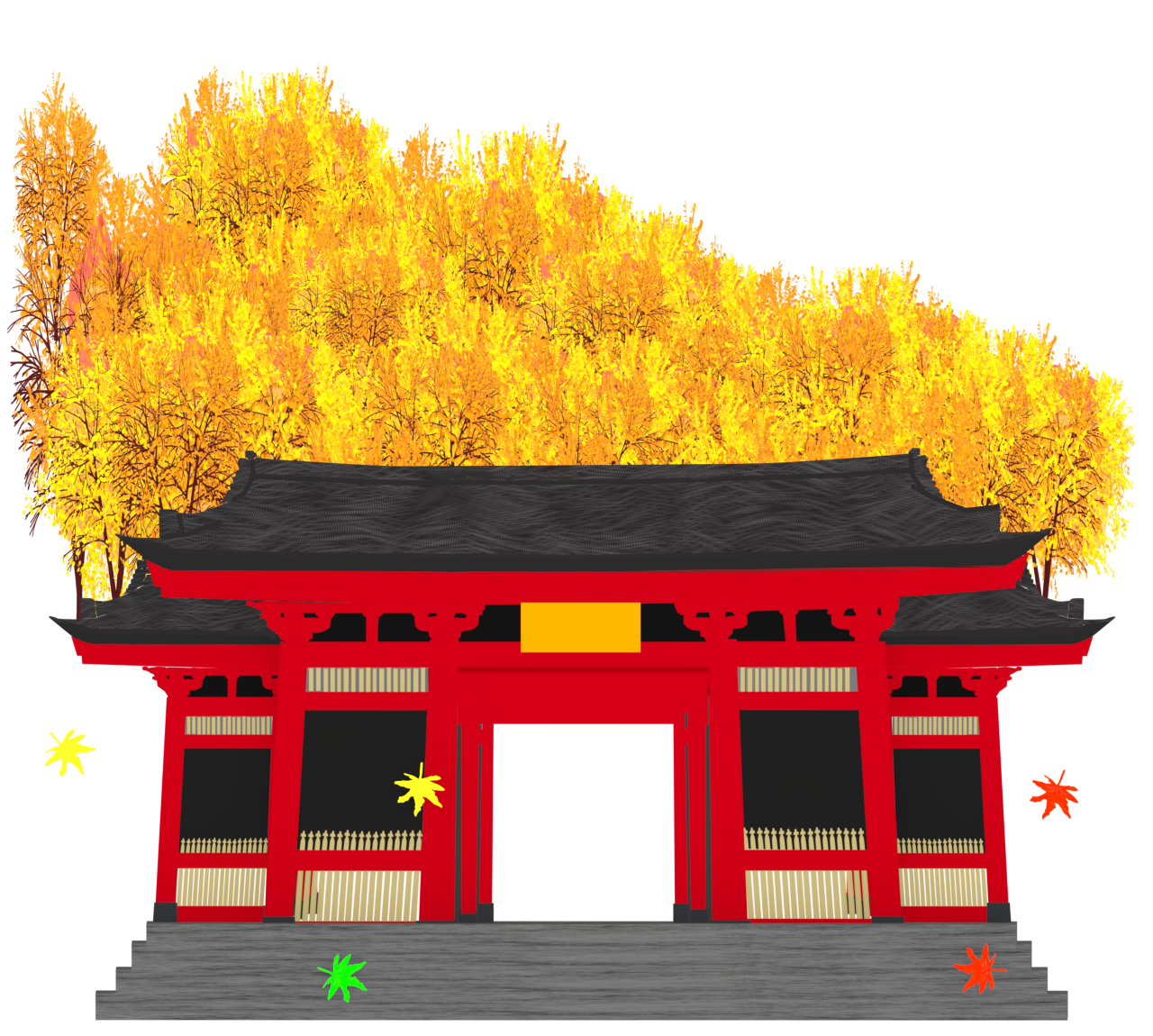 紅葉とお寺のイラスト