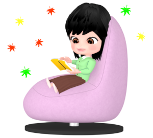 読書の秋と女の子のイラスト