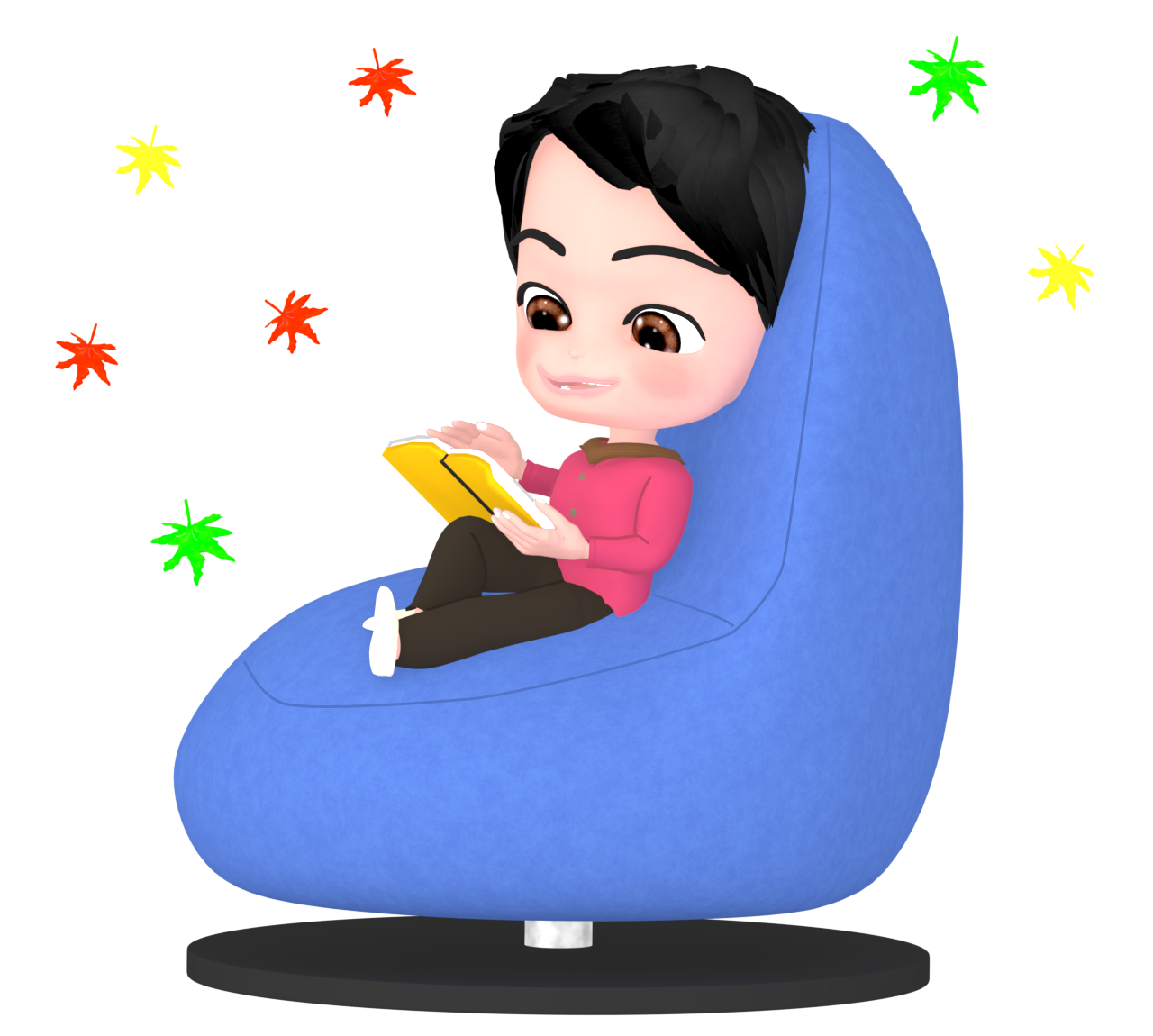 読書の秋を過ごす男性のイラスト