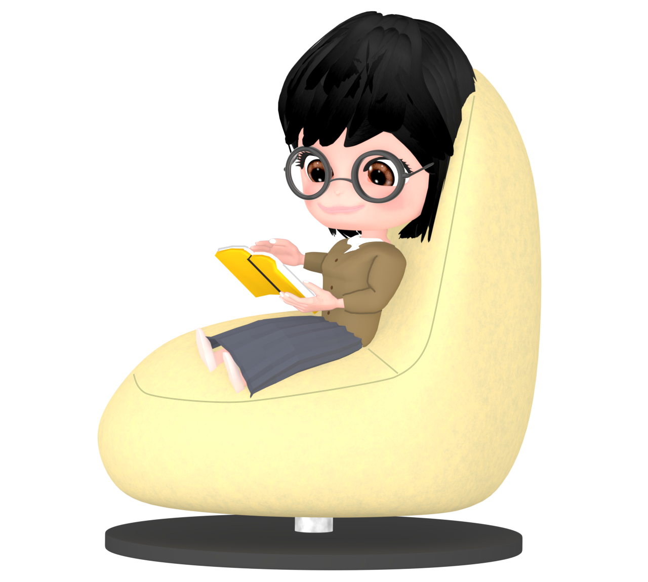 読書をする女性のイラスト