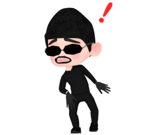 何かに気が付く泥棒のイラスト