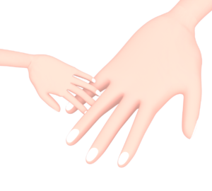 大人の指をつかむ赤ちゃんの手のイラスト
