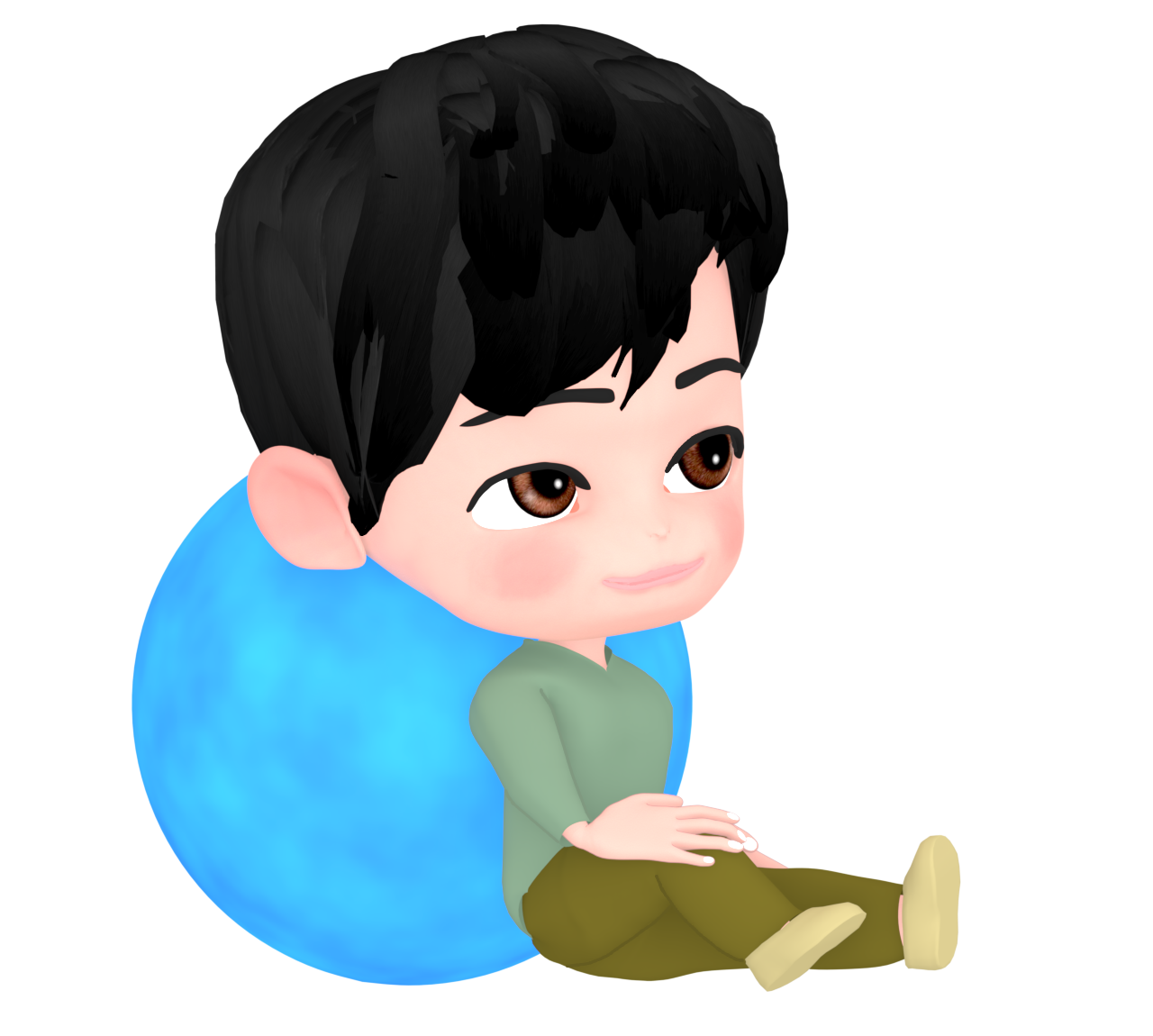 背中にボールを挟む男性のイラスト