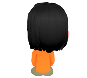 後ろ姿の胡座をかく女性のイラスト