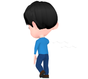 後ろ姿の元気がない男性のイラスト