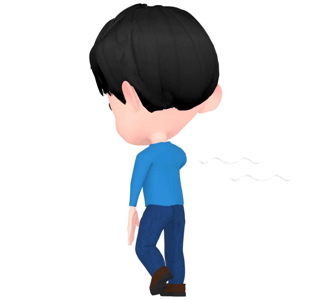 後ろ姿の元気がない男性のイラスト