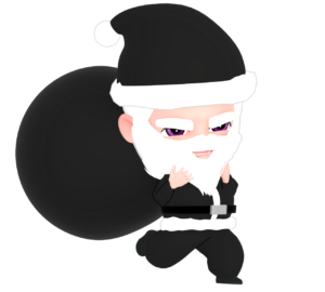 悪い子供を探すブラックサンタクロースのイラスト
