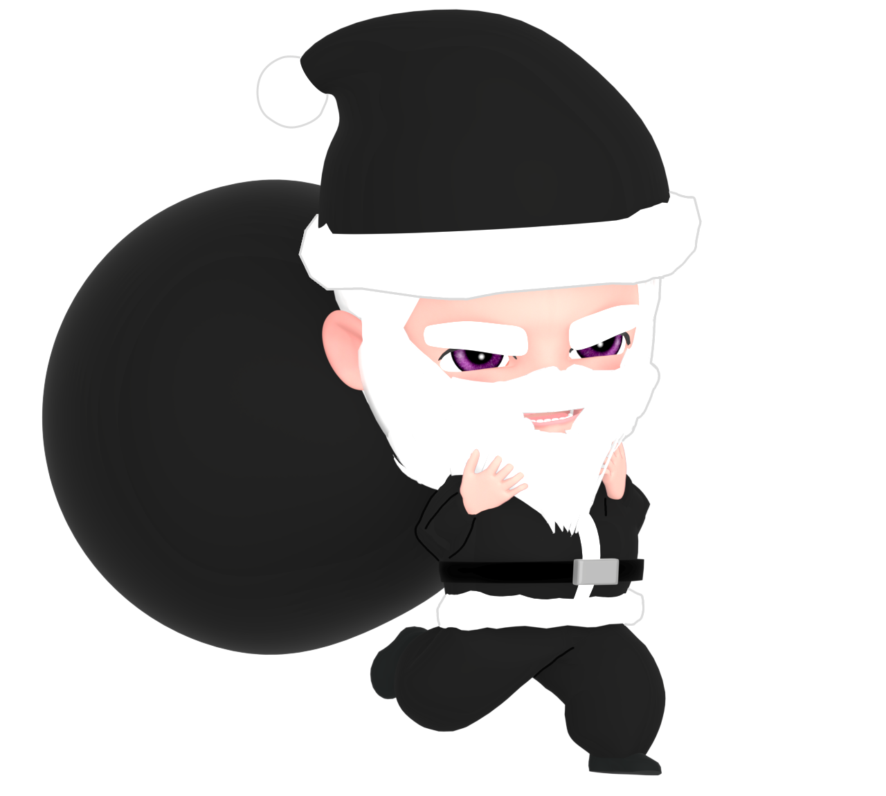 悪い子供を探すブラックサンタクロースのイラスト