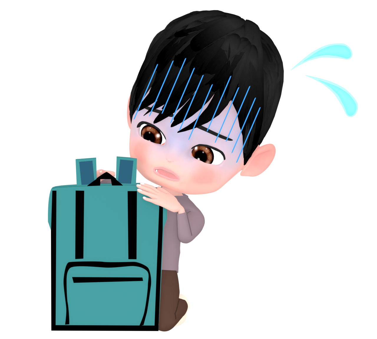 荷物が見つからずに焦る男性のイラスト
