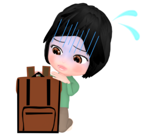 バッグの中を探す女性のイラスト