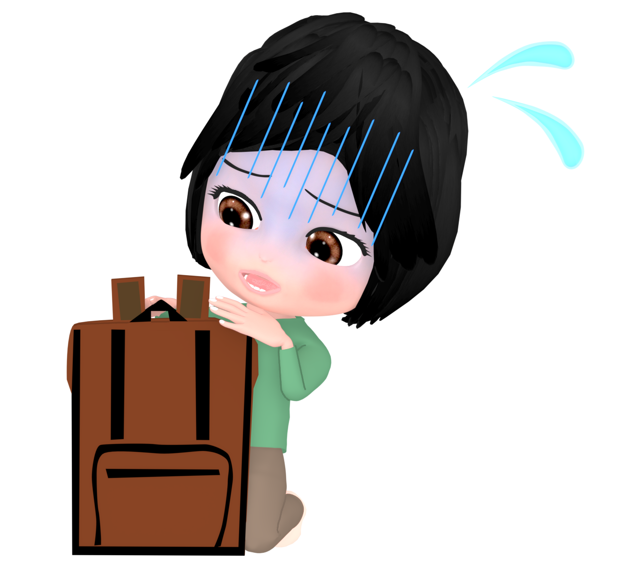 バッグの中を探す女性のイラスト