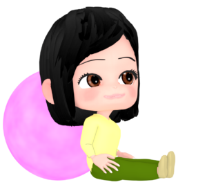 バランスボールを背中に挟む女性のイラスト