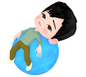 バランスボールに乗る男性のイラスト