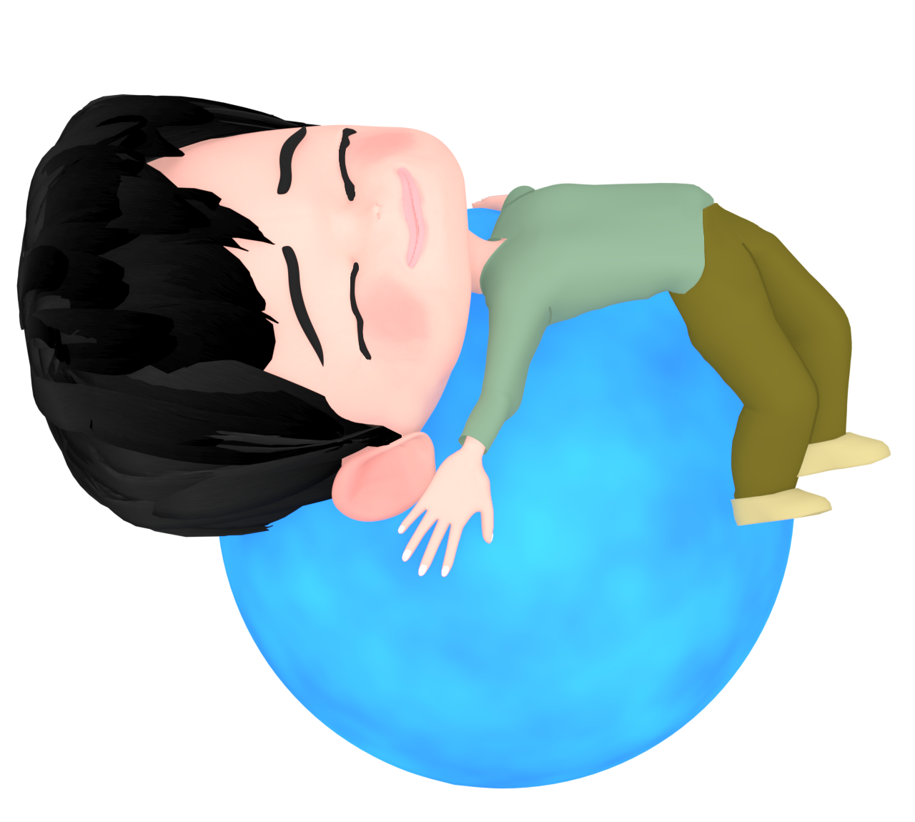 バランスボールで背筋を伸ばす男性のイラスト