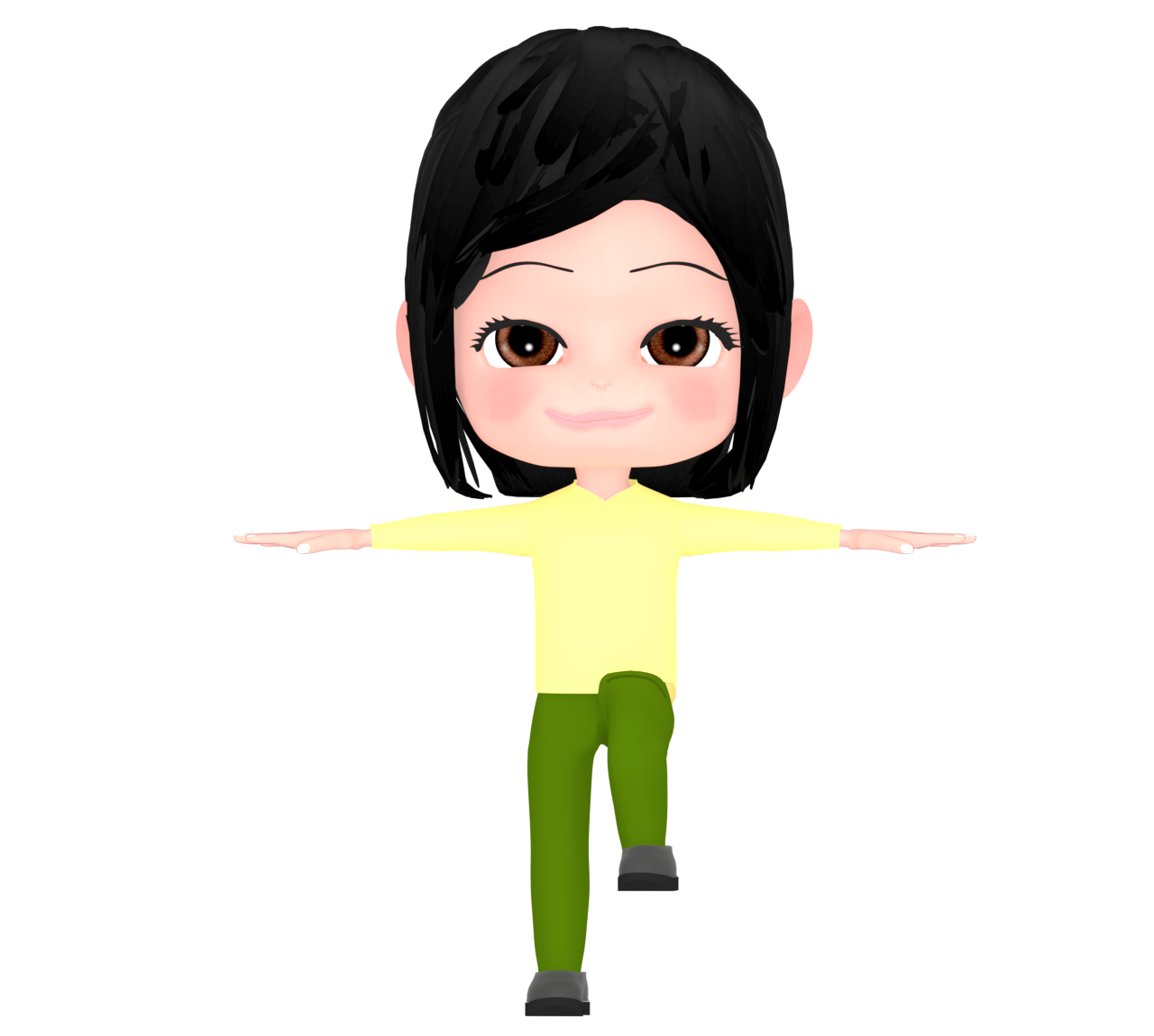 バランスよく片足立ちする女性のイラスト