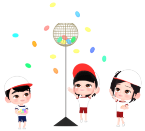 運動会で玉入れをする子供のイラスト