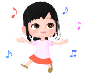 飛び跳ねて踊る女の子のイラスト