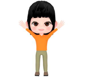 手を挙げてバンザイをする女性のイラスト