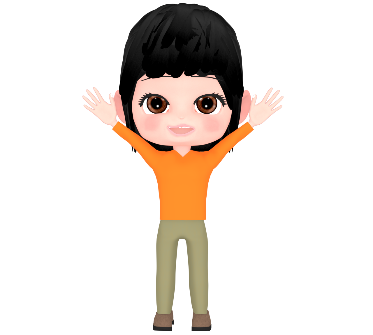 手を挙げてバンザイをする女性のイラスト