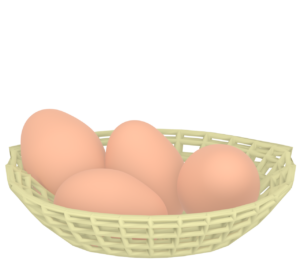 籠に入った温泉卵のイラスト