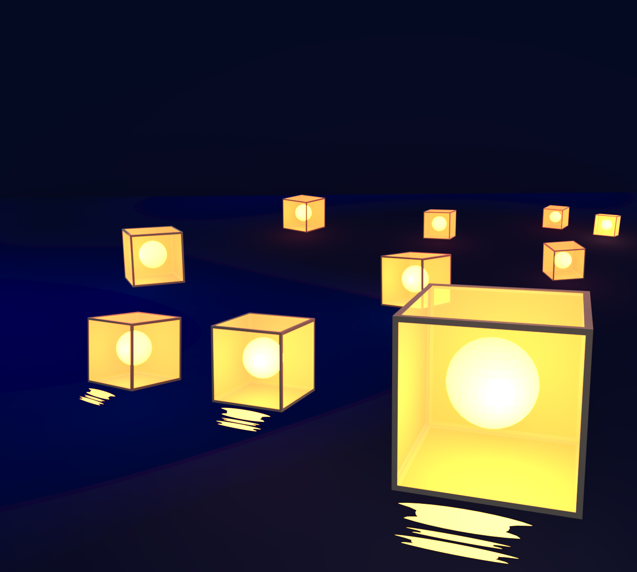 綺麗な灯篭流しのイラスト