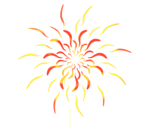 美しい赤色模様の花火のイラスト