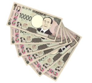 綺麗に並ぶお金のイラスト