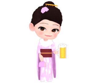 ビールで乾杯をする成人式のイラスト