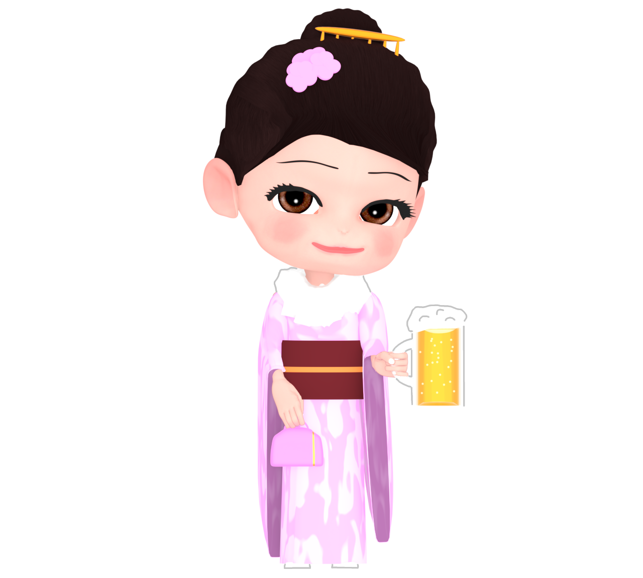 ビールで乾杯をする成人式のイラスト
