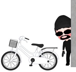自転車を狙う泥棒のイラスト