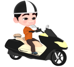 ビックスクーターに乗る人のイラスト