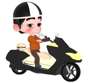 ビックスクーターに乗る人のイラスト