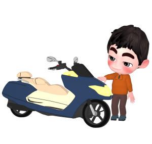 ビックスクーターを見る男性のイラスト
