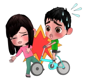 自転車で接触事故のイラスト