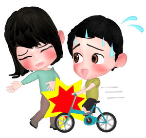 自転車で接触事故のイラスト