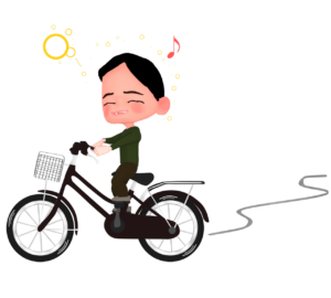 自転車で飲酒運転をする酔っ払いおじさんのイラスト